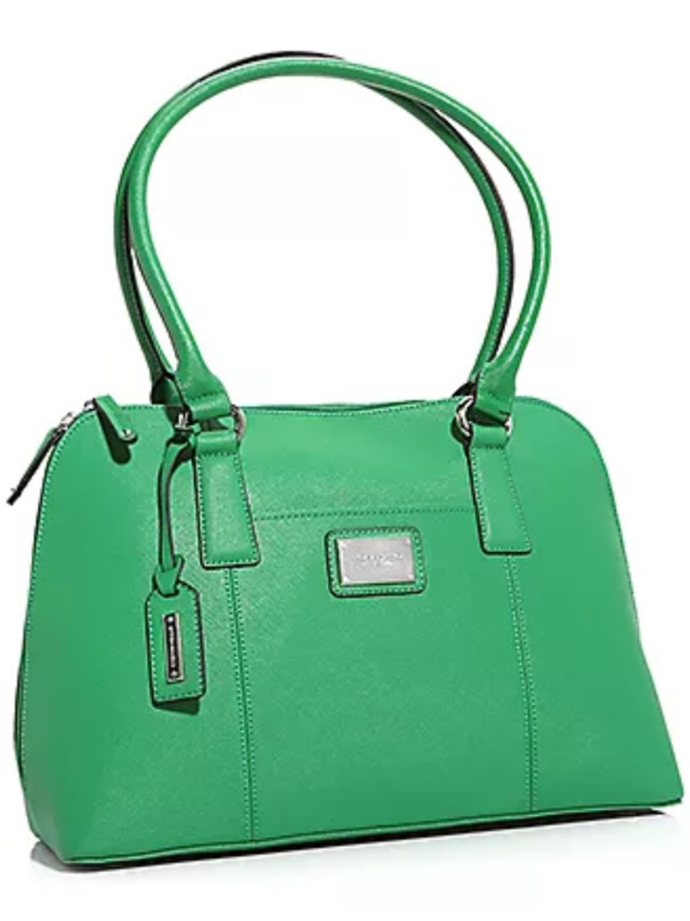 Tignanello Vintage Saffiano Leather Satchel Bright Kelly Green Shoulder Handbag